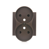 Krytka zásuvky 2P+T dvojité - pro rámečky PREMIUM hnědá matná, metalizovaná