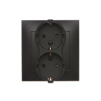 Zásuvka dvojnásobná typu Schuko s clonkami 16A, 250V~, černá matná DGSz2Z/49