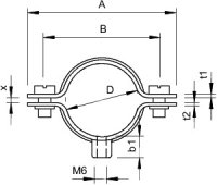 OBO 732 38 GTP Distanční příchytka s připojovacím závitem M6 36-38mm Ocel