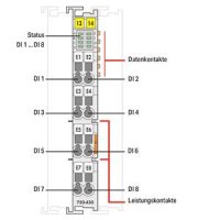 8kanálový binární vstup DC 24V 3 ms světle šedá WAGO 750-430