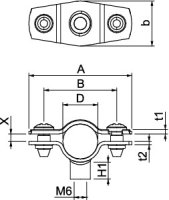 OBO ASG 732 14 G Distanční příchytka s připojovacím závitem M6 12-14mm Ocel