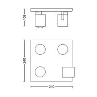 RUNNER plate/spiral černá 4x20W 230V PHILIPS 871951443535300