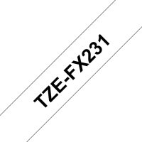 Páska BROTHER TZe-FX231,  bílá/černá, 12 mm,  s flexibilní páskou