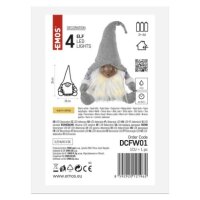 LED vánoční skřítek, 35 cm, 3x AA, vnitřní, teplá bílá EMOS DCFW01