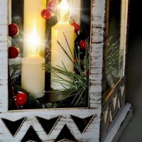 LED vánoční lucerna bílá, 33cm, 3x LED svíčka, 3x AAA SOLIGHT 1V266