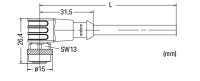 Kabel pro senzor/akční člen Zásuvka M12A  úhlová 3pól. WAGO 756-5302/030-050