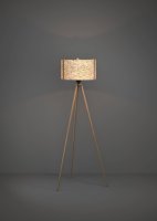 Stojací svítidlo HONTONGAS E27 černá/dřevo BEIGE M.HEU 1X25W EGLO 390326