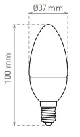 LED CANDLE C37 E14 4,4W/40W WW