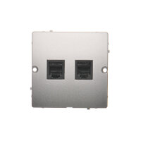 Telefonní zásuvka RJ12 dvojnonásobná, stříbrná matná metalizované BMT2.02/43