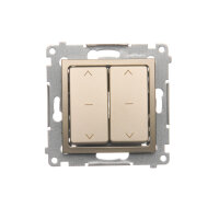 Dvojitý třípolohový žaluziový spínač (1-0-2) 10A 250V, zlatá matná, metalizované