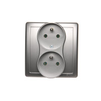 Zásuvka dvojnásobná s uzemněním 16A, 250V, šroubové svorky stříbrná matná