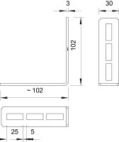 OBO CMW90FT Montážní úhelník, 90°, 102x102x30, Ocel, žárově zinkováno