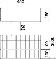 OBO SGR 155 450 G Mřížový žlab SGR 155x450x3000 Ocel galv. zinek DIN EN 12329