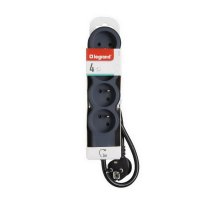 PRODLUŽOVACÍ PŘÍVOD ZÁSUVKA 4X2P+T, KABEL 3 M, ČERNÁ/TMAVĚ ŠEDÁ LEGRAND 049491