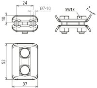 Paralelní svorka Cu pro prům. 7-10mm DEHN 307007