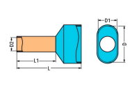 Dvojitá dutinka, Objímka na 2x2,5mm2/AWG 14, s plastovým límcem, modrá 216-1545