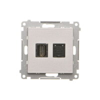Zásuvka HDMI + datová RJ45 kat. 6 (přístroj s krytem) hliníková matná