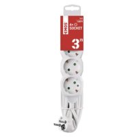 Prodlužovací kabel 3 m 4 zásuvky bílý PVC 1,5mm2 EMOS P0423R