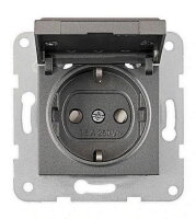 Zásuvka SCHUKO s klapkou a popisový polem, antracit SCHRACK EV111220--