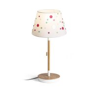 KEITH/DELISA stolní s USB bílá knoflíky/buk 230V E27 7W RENDL R14037