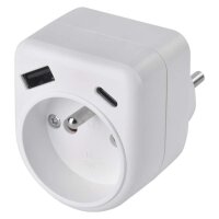 Rozbočovací zásuvka 1×, 1×USB-A+1×USB-C, bílá EMOS P0074