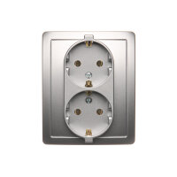 Zásuvka dvojnásobná typu Schuko 16 A, 250 V~ Inox KONTAKT SIMON BGSZ2/43