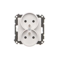 Zásuvka 2P+T 2 násobná, se clonkami světle šedá matná   TGZ2MCZ.01/114