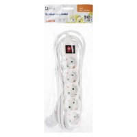 Prodlužovací kabel 3 m 5 zásuvek s vypínačem bílý PVC 1,5mm2 EMOS P1523R
