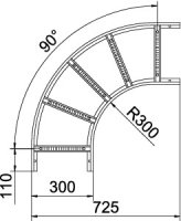 OBO LB 90 1120 R3 FT Oblouk 90° pro kabelový žebřík 110x200 Ocel žár.zinek