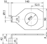 Připojovací třmen IF 1 úhlový Průměr otvoru d1 56 mm DEHN 923356