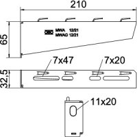 Nástěnný výložník OBO MWAG 12 21 FS pro mřížový žlab B210mm Ocel