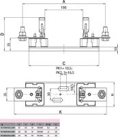 Pojistkový spodek PK3-100 M12-M12 1p 1000V NH 3 ETI 004123402