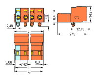 Konektor s pájecími piny CAGE CLAMP 2,5mm2 oranžová 5pól.