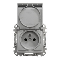 Sedna D/E Zásuvka 230V 16A IP44 bezšroubová, Aluminium SCHNEIDER SDD213014