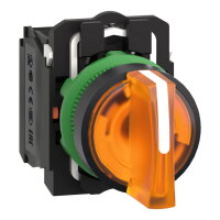 Ovládač otočný prosvětlený s LED 1 Z + 1 V 24V oranžový SCHNEIDER XB5AK135B5
