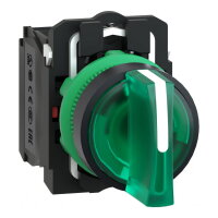 Schneider XB5AK133M5 Ovládač otočný prosvětlený s LED, 1 Z + 1 V, 230 V, zelený