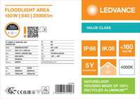 FLOODLIGHT AREA GEN 2 160W ML 840 A48X85 BK LEDVANCE 4099854721007