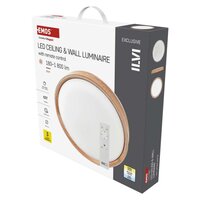 LED přisazené svítidlo ILVI, kruhové 30W, stmívání+CCT, dřevo EMOS ZM5160