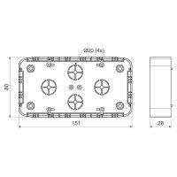 KRABICE LIŠTOVÁ, konfigurace HB, barva SUPERBÍLÁ/RAL9003 KOPOS LK 80X28 2T_HB