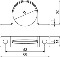 OBO 605 32 A4 Upevňovací příchytka oboustranná 32mm Nerez
