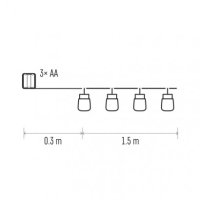 LED girlanda - 6x skleničky barevné, 3xAA, časovač