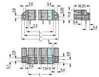 Pružinová svorkovnice THT úhlová 7,5 mm šedá 13pól. WAGO 232-843/047-000