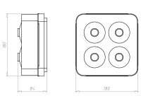 Krabice rozvodná čtvercová 180x180x84 mm, do betonu KAISER 1296-02