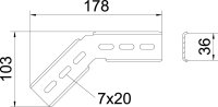 OBO MW 45 SL10 FT Montážní úhelník 45° pro mřížový žlab C 178x103 Ocel žár.zinek