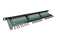 19" Patch panel 24xRJ45 CAT5E UTP s vyvaz.lištou černý 0,5U SOLARIX 24000144