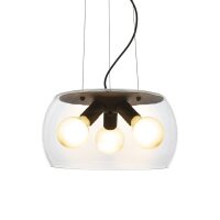 AMANDA závěsná matná černá čiré sklo 230V E27 3x15W RENDL R14134