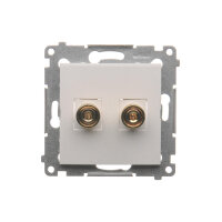 Jednonásobná zásuvka reproduktorová, část kabelů pro vstup a výstup 6 mm2, bílá