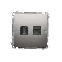 Zásuvka HDMI + počítačová zásuvka RJ45 kat.6, Satén KONTAKT SIMON BMGHRJ45.01/29