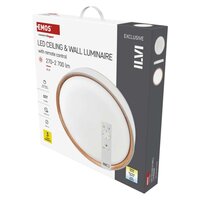 LED přisazené svítidlo ILVI, kruhové 45W, stmív. CCT, bílá+dřevo ZM5115