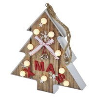 LED vánoční stromek dřevěný, 2xAAA, teplá bílá, časovač